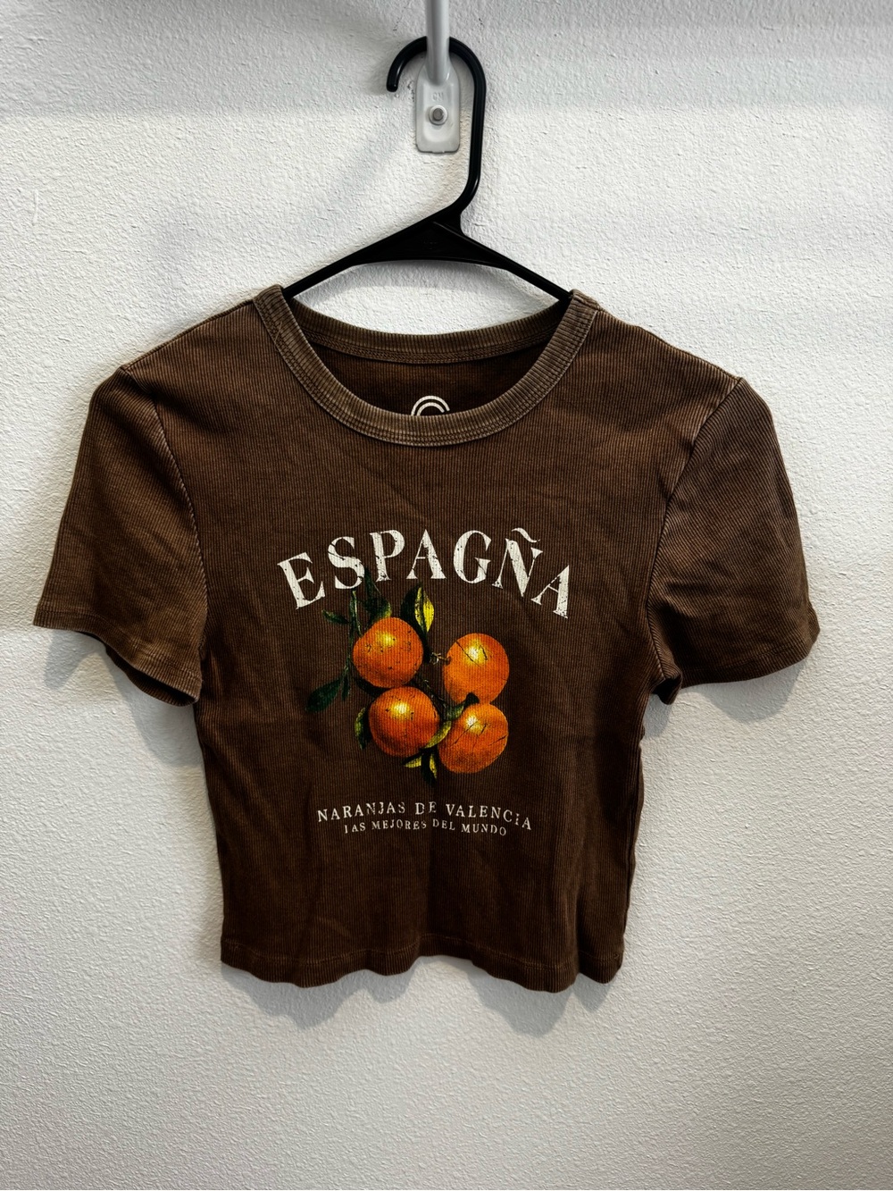 Espagna Brown Orange Graphic Crop Tee